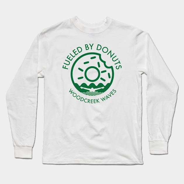 Fueled by Donuts (butterfly, green) Long Sleeve T-Shirt by Woodcreek Waves